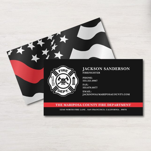 Custom Fire Department Firefighter Red Line Logo Business Card (Custom Fire Department Firefighter Red Line Logo Business Card)