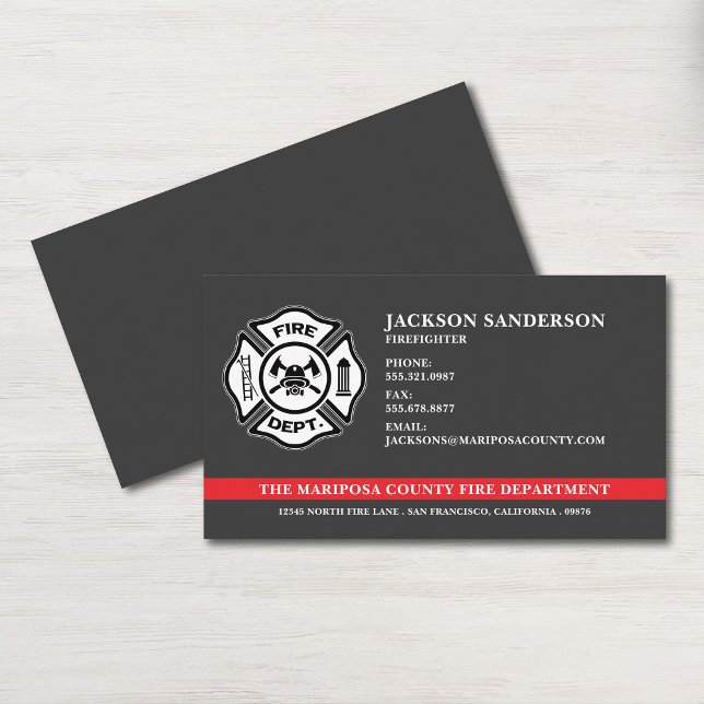 Custom Fire Department Firefighter Red Line Logo Business Card (Custom Fire Department Firefighter Red Line Logo Business Card)