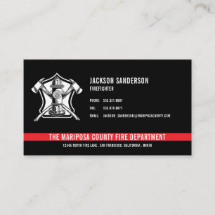 Custom Fire Department Firefighter Red Line Logo Business Card