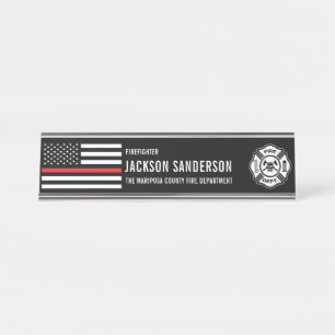 Custom Fire Department Logo Badge Firefighter Desk Name Plate