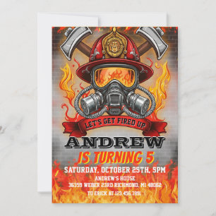 Custom Fire Fighter Mask Fire Department birthday Invitation