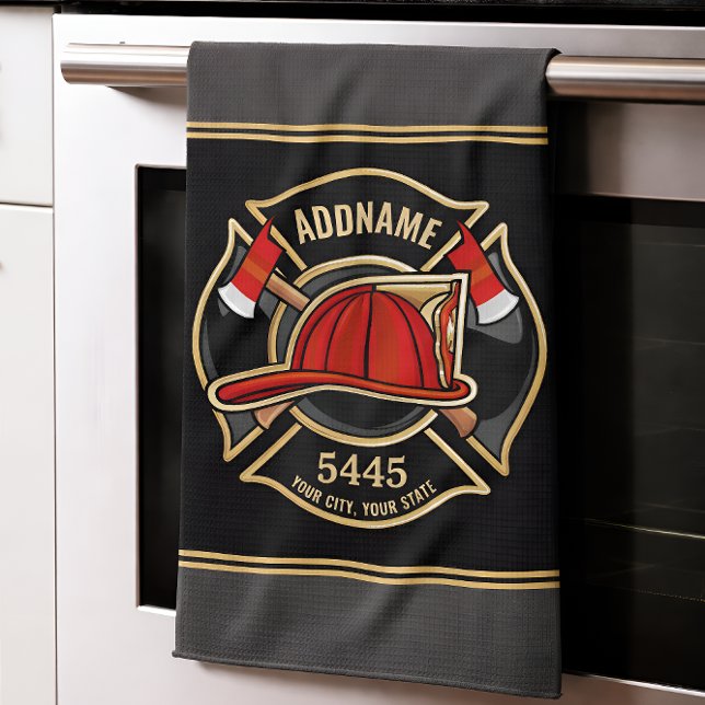 Custom Fire Station Name & Department Badge  Kitchen Towel (Creator Uploaded)