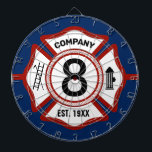 Custom Fire Station Number | Dart Board<br><div class="desc">Spruce up your Firestation and help the fireman inside relax with this custom dartboard featuring your fire station number and the date it was established.</div>