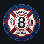 Custom Fire Station Number Maltese Cross Dartboard With Darts<br><div class="desc">Spruce up your Firestation and help the fireman inside relax with this custom dartboard featuring your fire station number and the date it was established.</div>