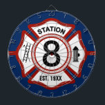 Custom Fire Station Number Maltese Cross Dartboard With Darts<br><div class="desc">Spruce up your Firestation and help the fireman inside relax with this custom dartboard featuring your fire station number and the date it was established.</div>