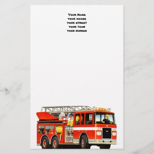 Custom Fire Truck Stationery