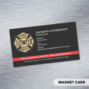 Custom Firefighter Fire Department Fireman Logo Business Card Magnet