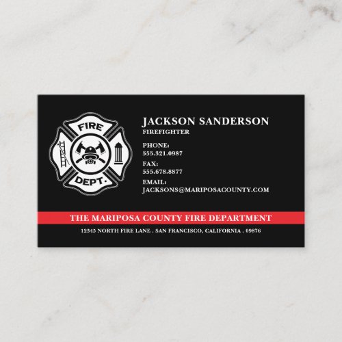 Custom Firefighter Fire Department Logo Business Card