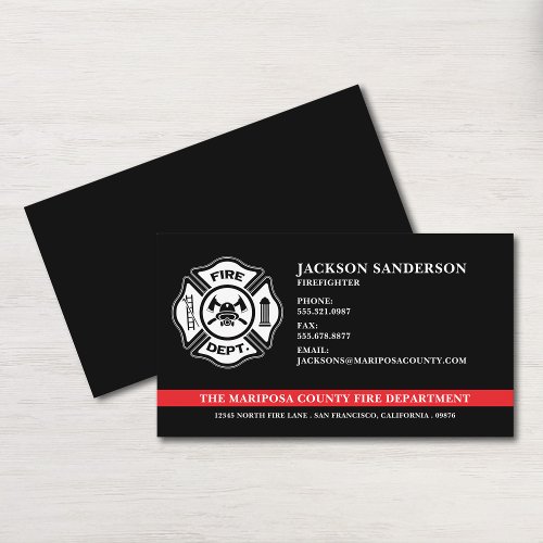 Custom Firefighter Fire Department Logo Business Card