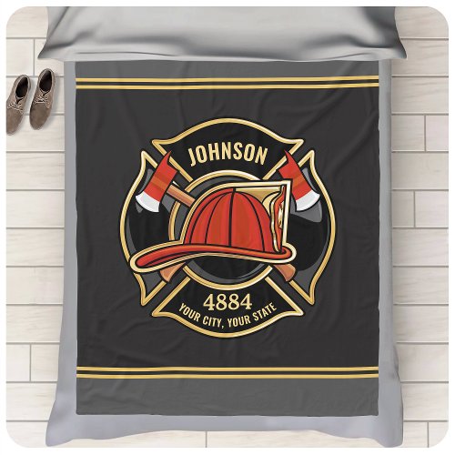 Custom Firefighter Fireman Fire Station Department Fleece Blanket