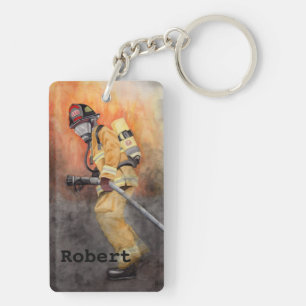 Custom Firefighter Keychain Fireman  Bag Tag