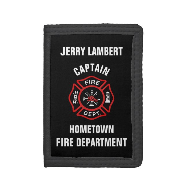 Custom Firefighter Name Template Trifold Wallet (Front Vertical)