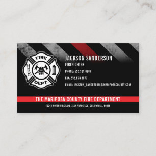 Custom Firefighter Red Line Logo Fire Department Business Card