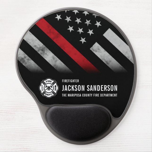 Custom Firefighter Red Line Logo Fire Department Gel Mouse Pad (Front)