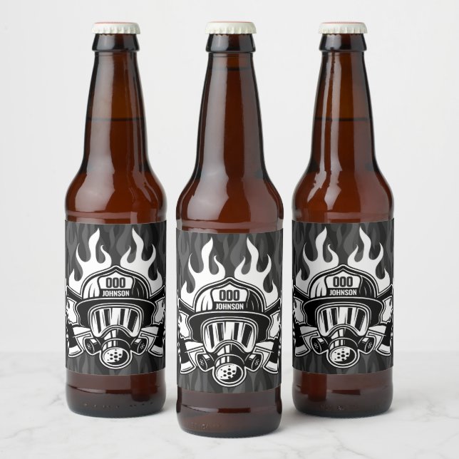 Custom Firefighter Rescue Fire Department Station  Beer Bottle Label (Bottles)