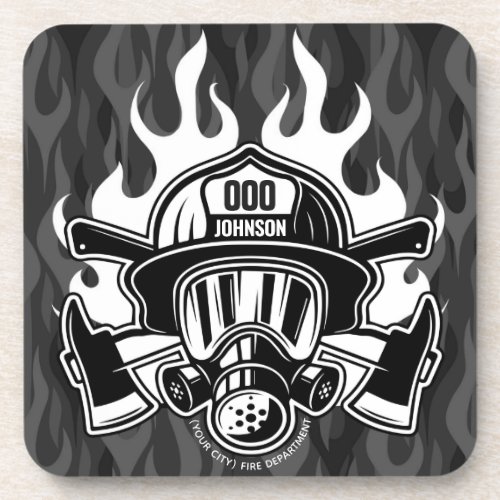 Custom Firefighter Rescue Fire Department Station  Beverage Coaster