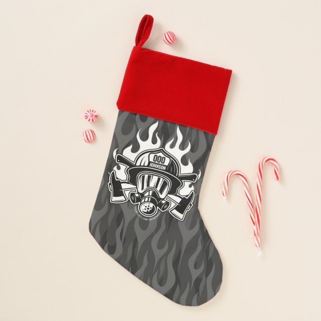 Custom Firefighter Rescue Fire Department Station Christmas Stocking (Front)