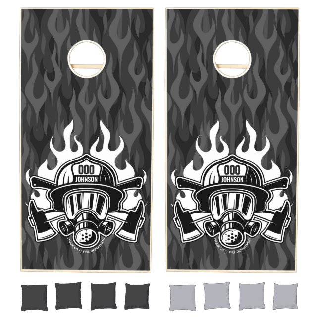 Custom Firefighter Rescue Fire Department Station  Cornhole Set (Set)