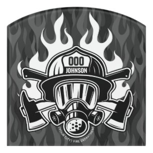 Custom Firefighter Rescue Fire Department Station Door Sign