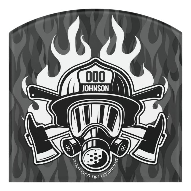 Custom Firefighter Rescue Fire Department Station  Door Sign (Contour Front)