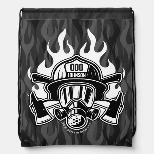 Custom Firefighter Rescue Fire Department Station  Drawstring Bag