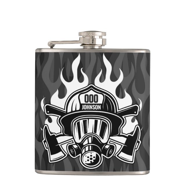 Custom Firefighter Rescue Fire Department Station  Flask (Front)