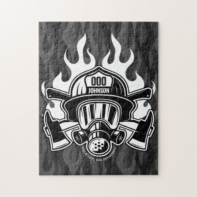 Custom Firefighter Rescue Fire Department Station  Jigsaw Puzzle (Vertical)