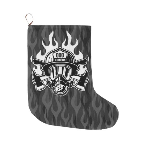 Custom Firefighter Rescue Fire Department Station Large Christmas Stocking