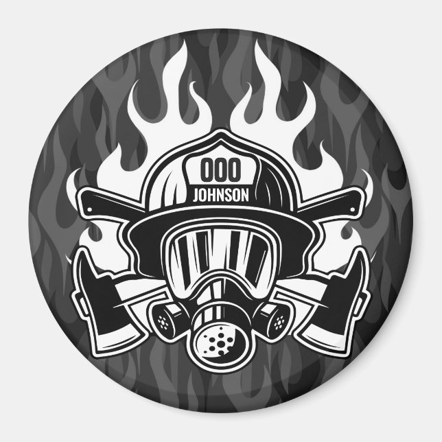 Custom Firefighter Rescue Fire Department Station Magnet (Front)