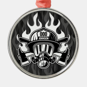 Custom Firefighter Rescue Fire Department Station  Metal Ornament