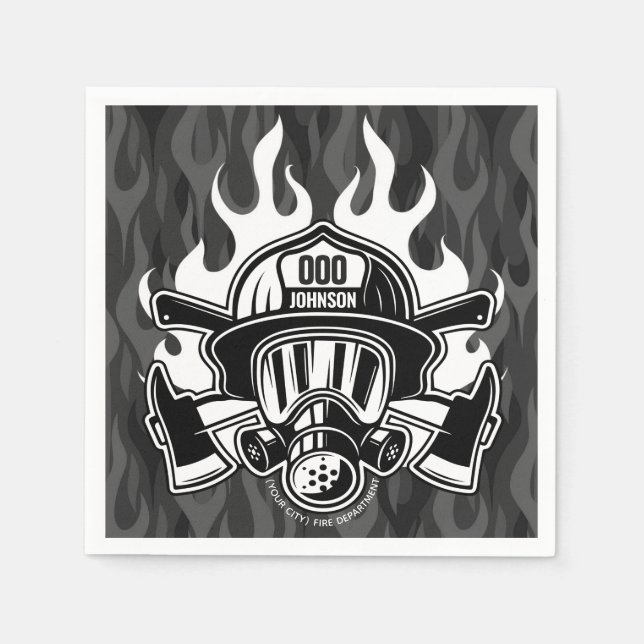 Custom Firefighter Rescue Fire Department Station  Napkins (Front)