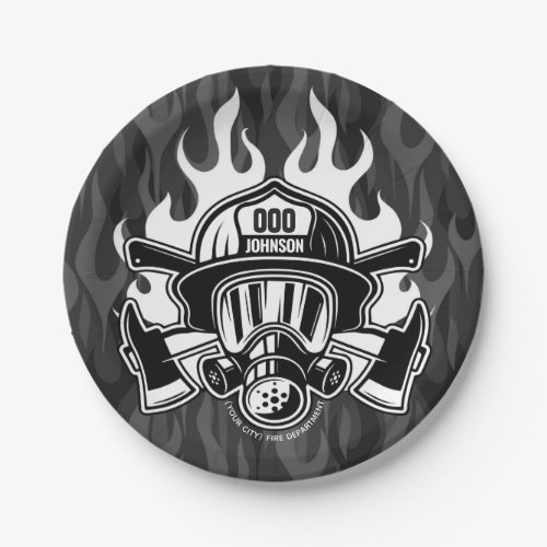 Custom Firefighter Rescue Fire Department Station Paper Plates