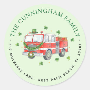 Custom Firefighter St. Patrick's Day Address Classic Round Sticker
