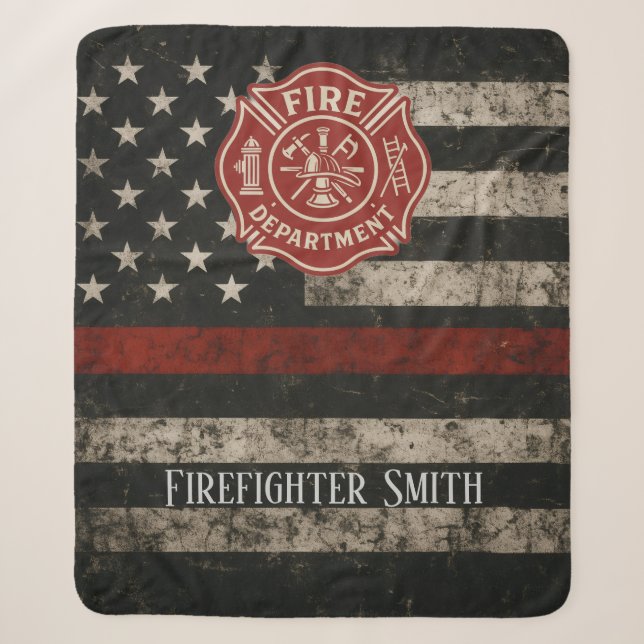 Custom Firefighter Thin Red Line Blanket (Front)