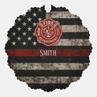 Custom Firefighter Thin Red Line Christmas Ornament Card