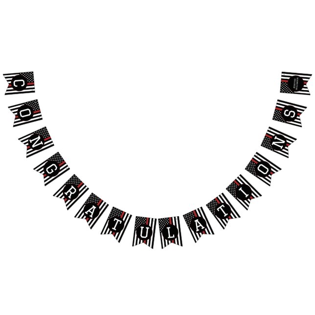 Custom Firefighter Thin Red Line Congratulations Bunting Flags (All)