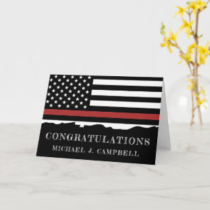 Custom Firefighter Thin Red Line Fire Academy Grad Card