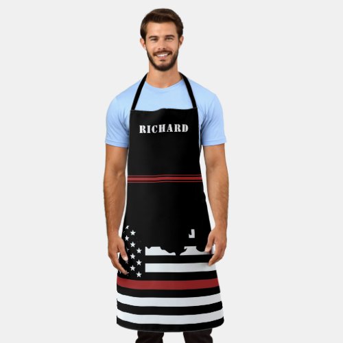 Custom Firefighter Thin Red Line Fire Department Apron