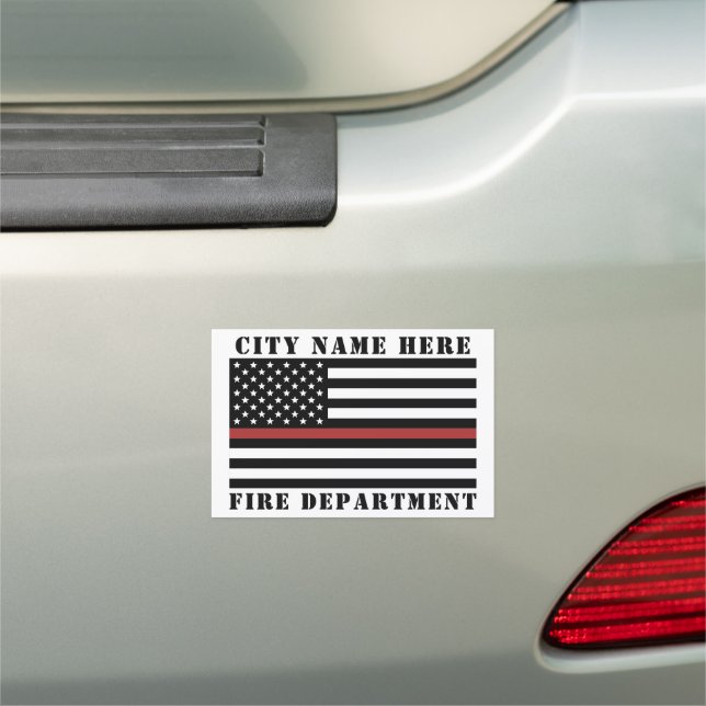 Custom Firefighter Thin Red Line Fire Department Car Magnet (In Situ)