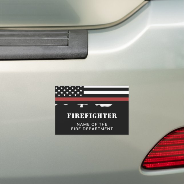 Custom Firefighter Thin Red Line Fire Department Car Magnet (In Situ)