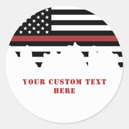 Custom Firefighter Thin Red Line Fire Department Classic Round Sticker