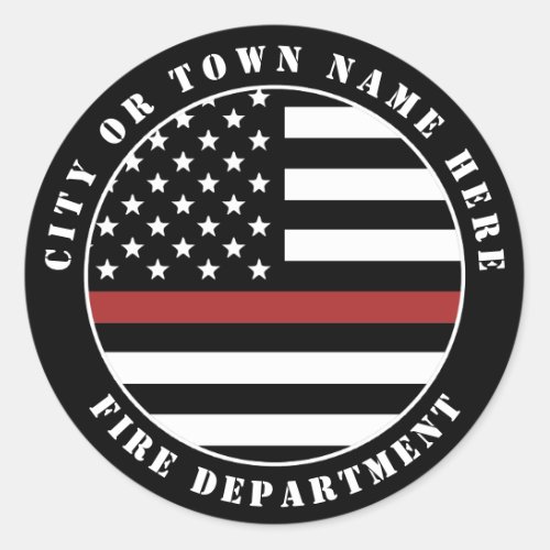Custom Firefighter Thin Red Line Fire Department Classic Round Sticker
