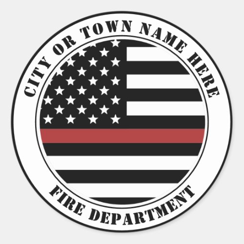 Custom Firefighter Thin Red Line Fire Department Classic Round Sticker