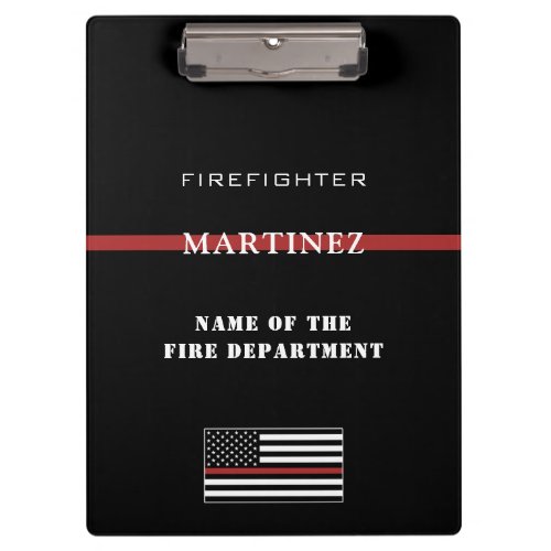 Custom Firefighter Thin Red Line Fire Department Clipboard
