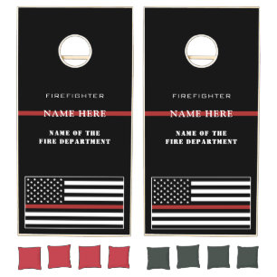 Custom Firefighter Thin Red Line Fire Department  Cornhole Set