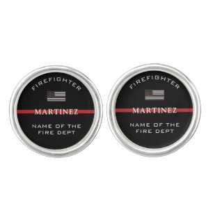 Custom Firefighter Thin Red Line Fire Department Cufflinks