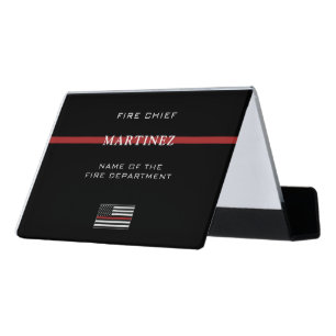 Custom Firefighter Thin Red Line Fire Department Desk Business Card Holder