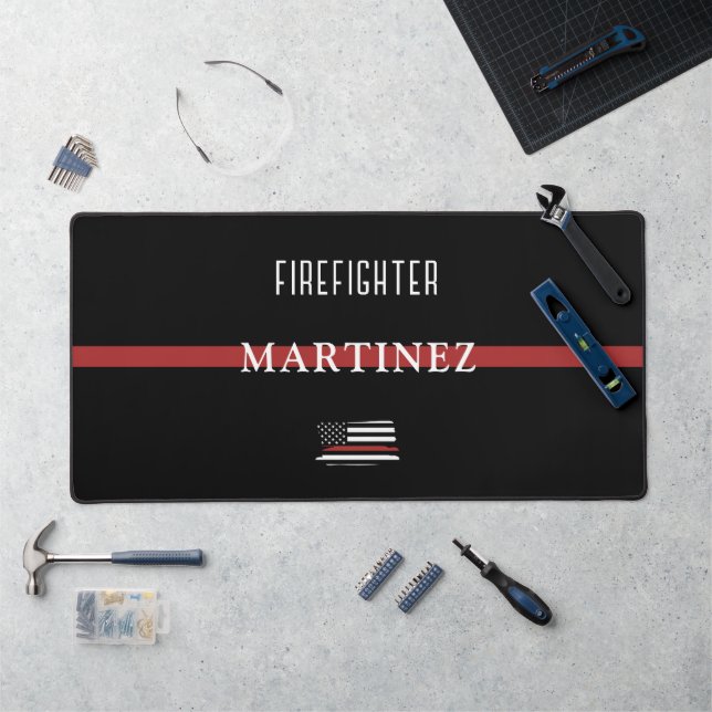 Custom Firefighter Thin Red Line Fire Department Desk Mat (Workstation)