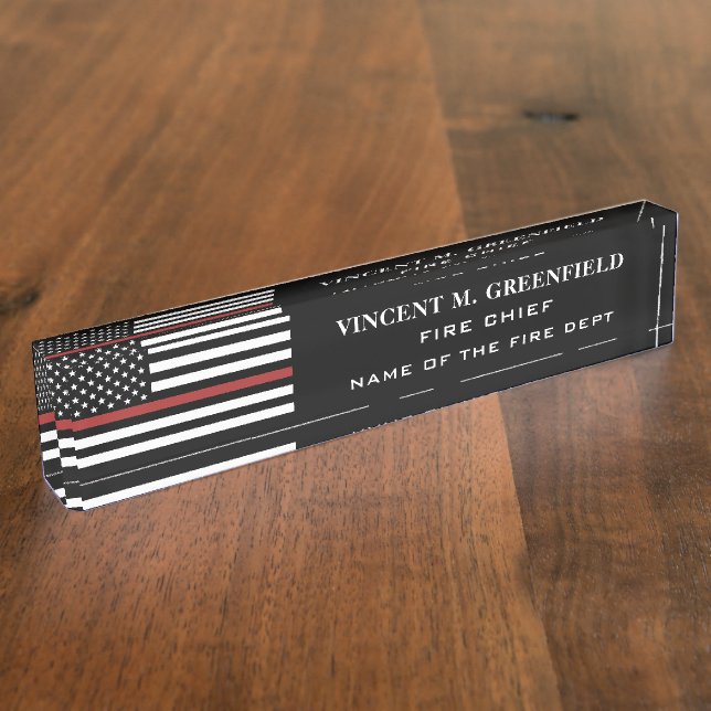  Custom Firefighter Thin Red Line Fire Department Desk Name Plate (Side)
