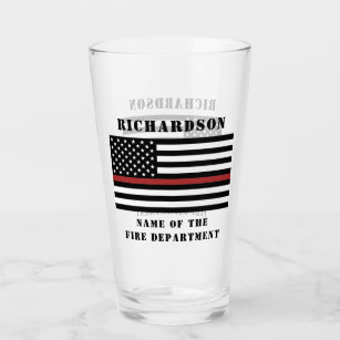 Custom Firefighter Thin Red Line Fire Department Glass